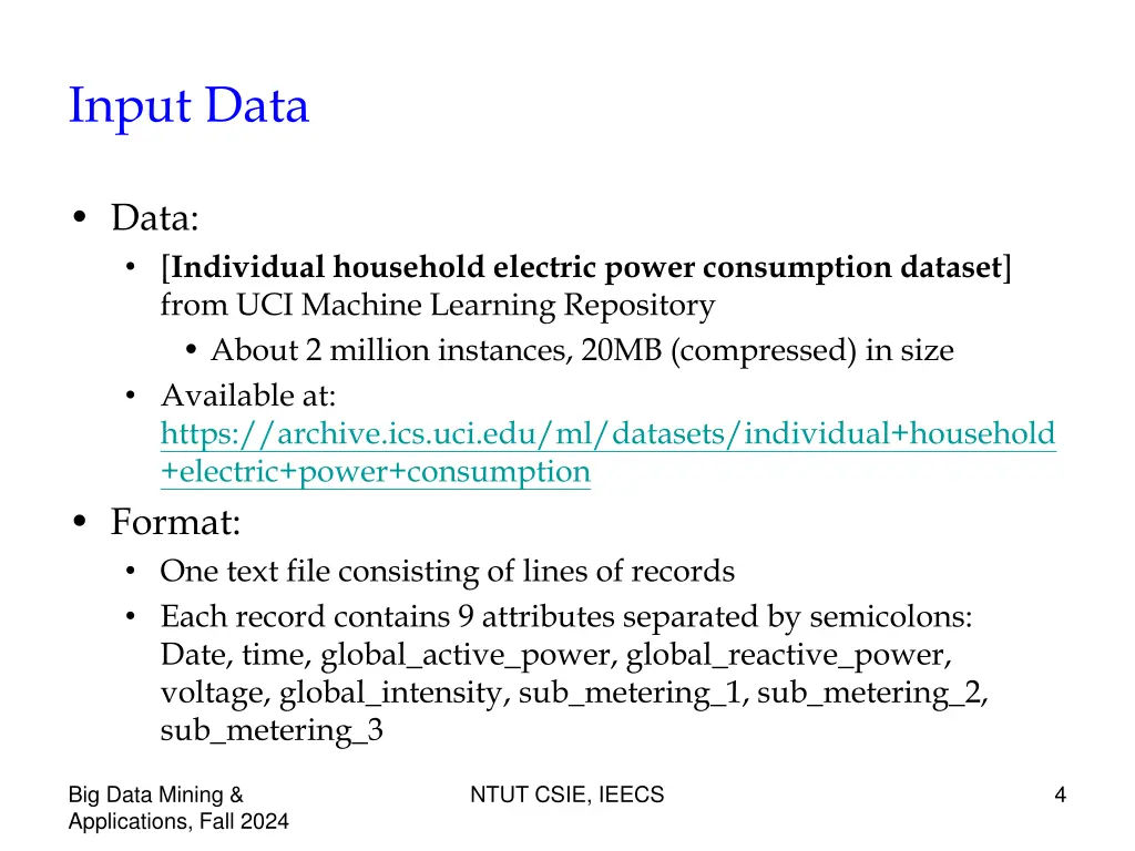 input data