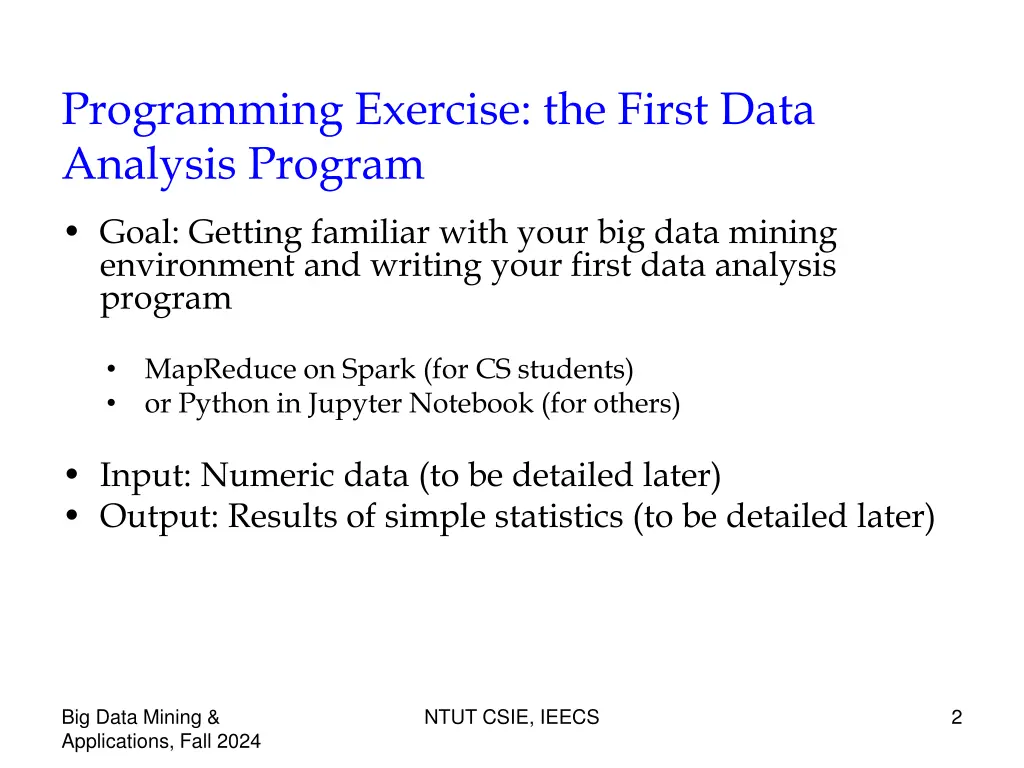 programming exercise the first data analysis