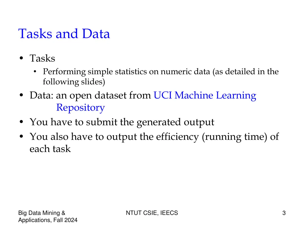 tasks and data
