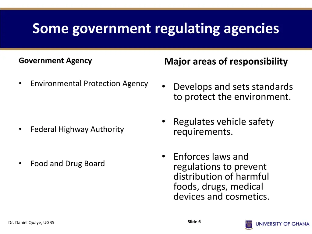 some government regulating agencies