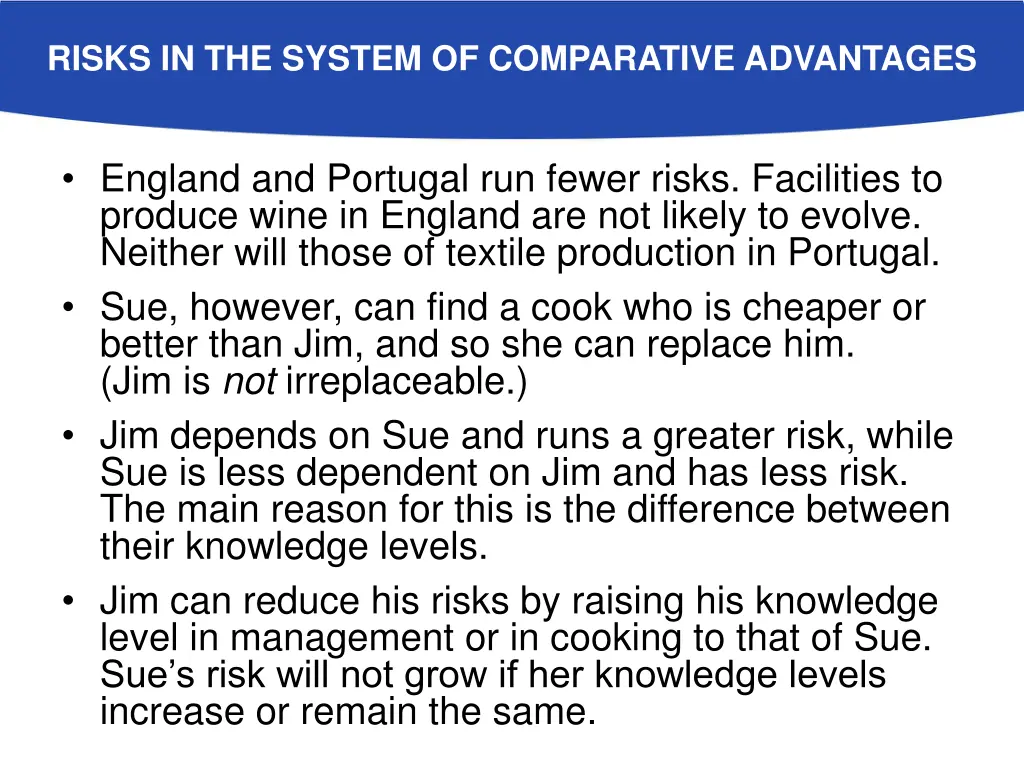 risks in the system of comparative advantages