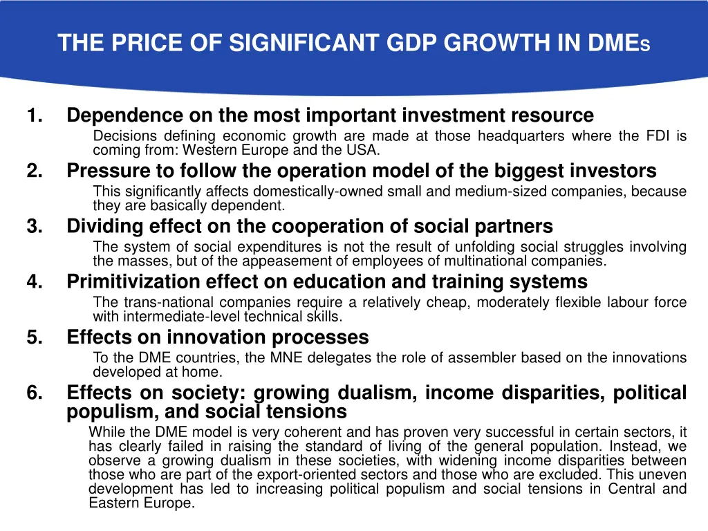 the price of significant gdp growth in dme s
