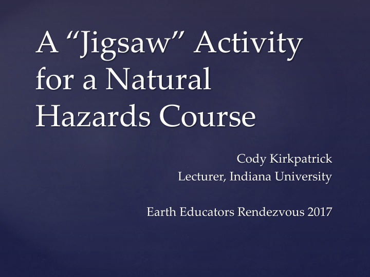 a jigsaw activity for a natural hazards course