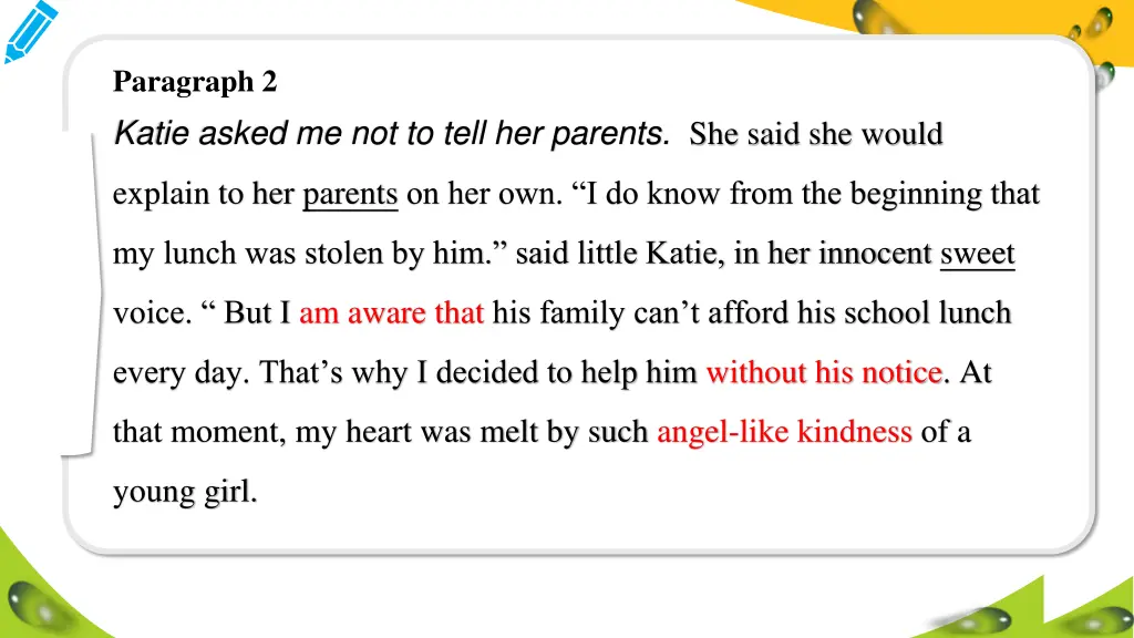 paragraph 2 katie asked me not to tell 1