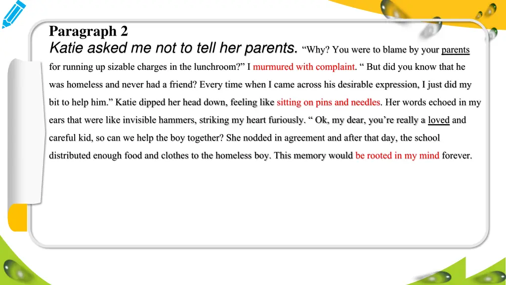 paragraph 2 katie asked me not to tell 2