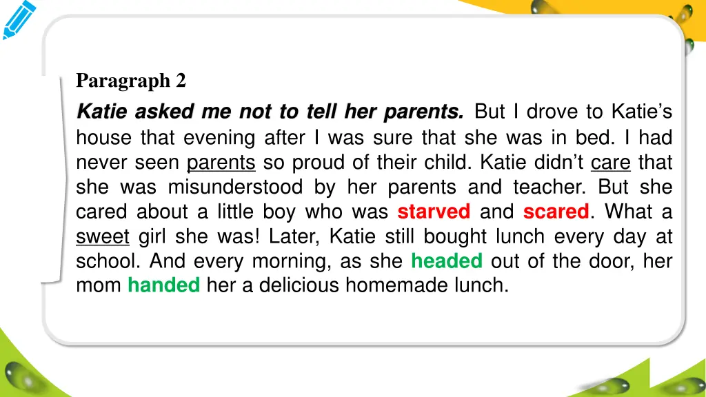 paragraph 2 katie asked me not to tell