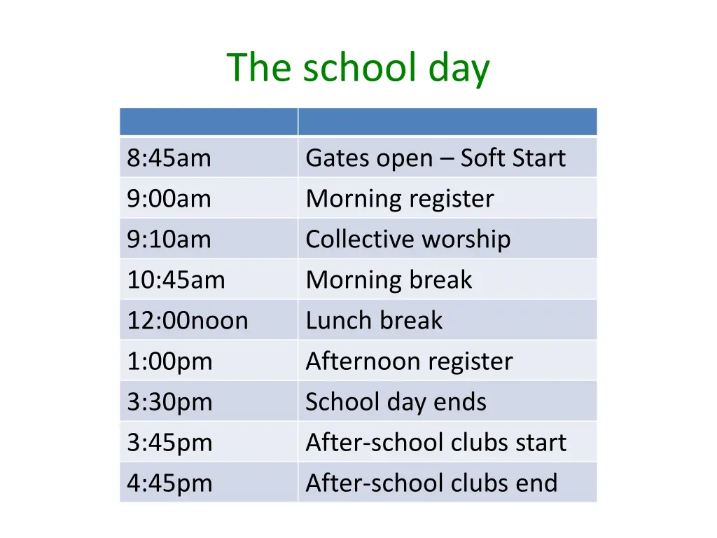 the school day