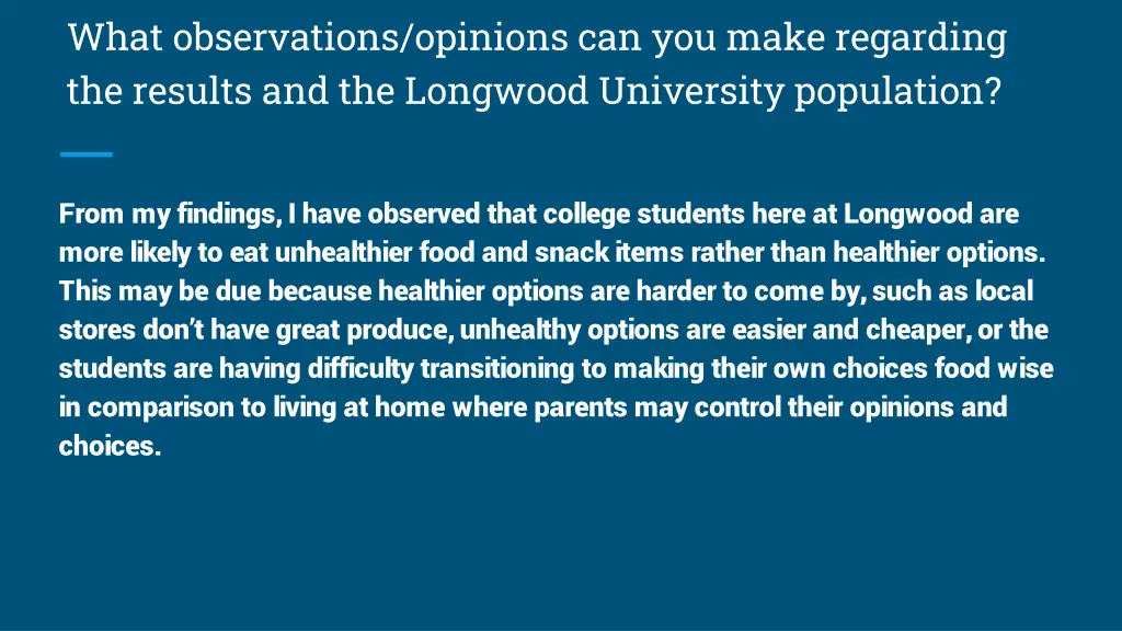 what observations opinions can you make regarding