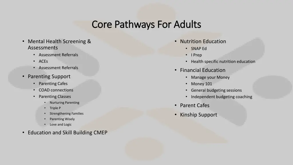 core pathways for adults core pathways for adults