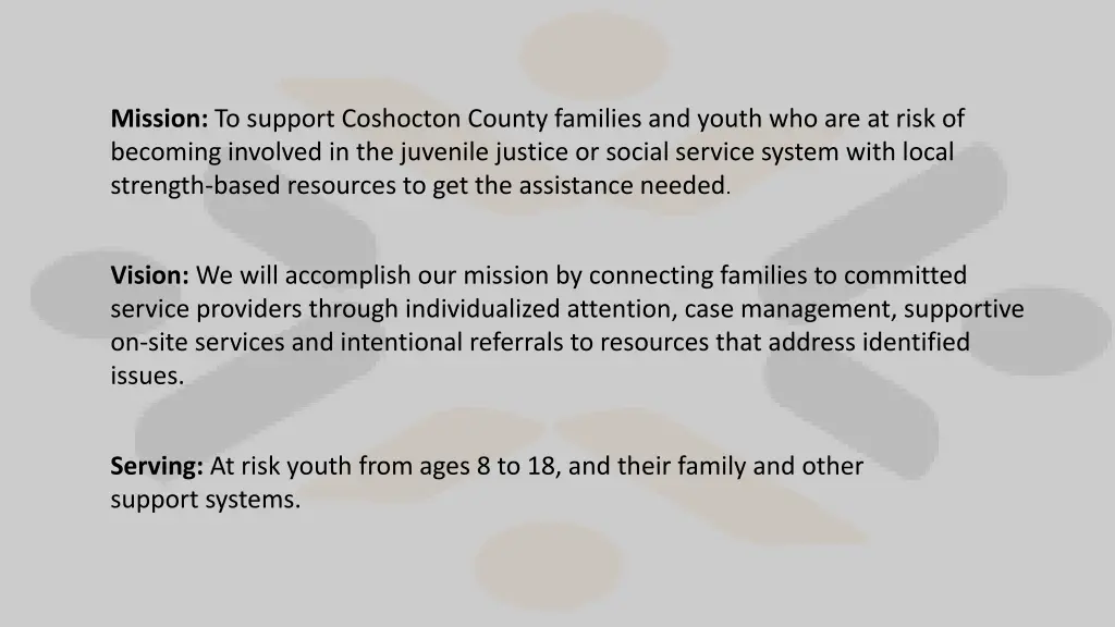 mission to support coshocton county families