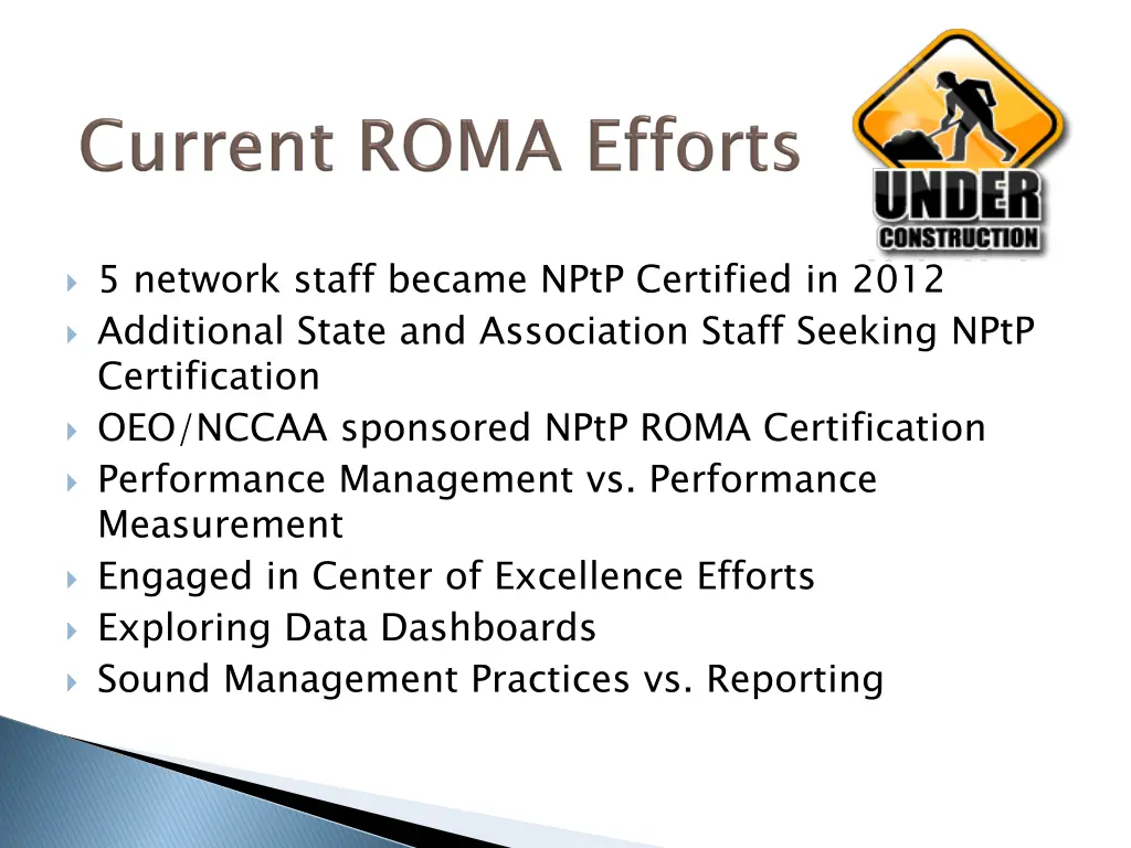 5 network staff became nptp certified in 2012