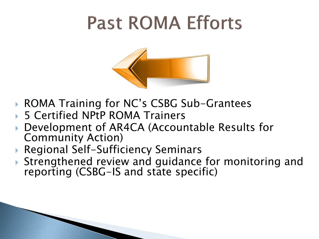 roma training for nc s csbg sub grantees