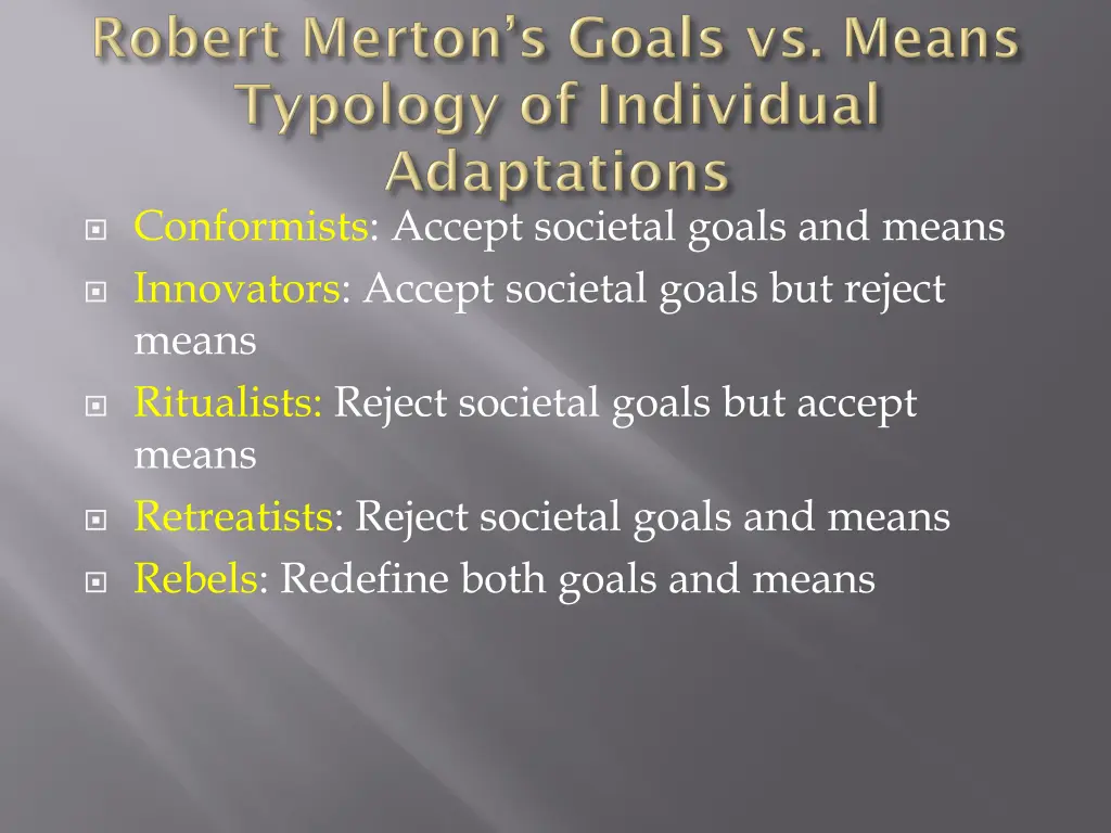 conformists accept societal goals and means
