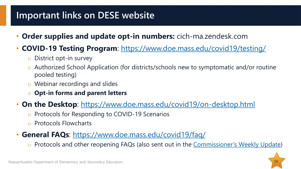 important links on dese website