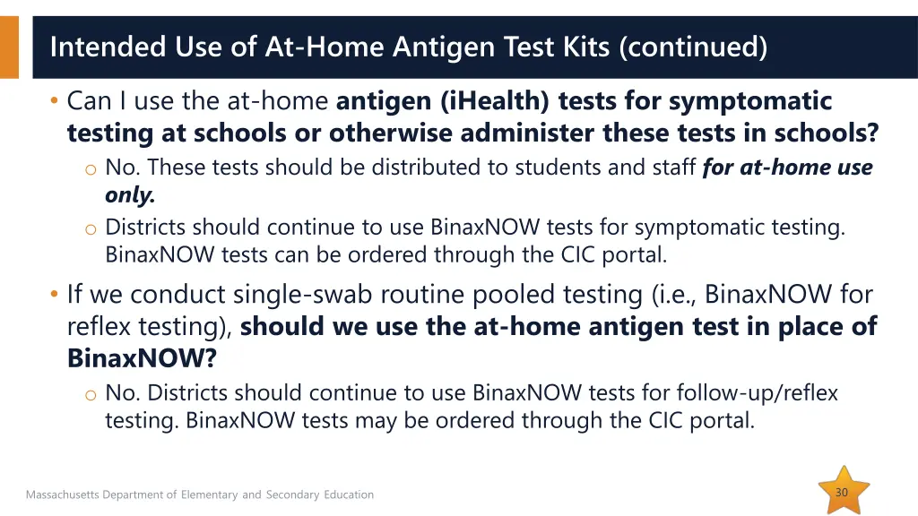 intended use of at home antigen test kits 1