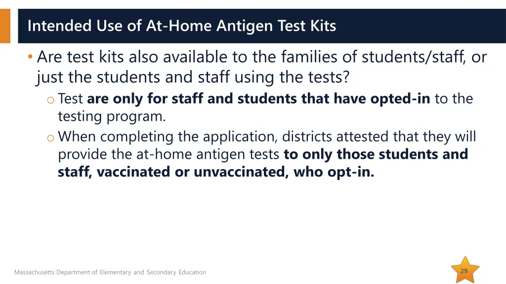 intended use of at home antigen test kits
