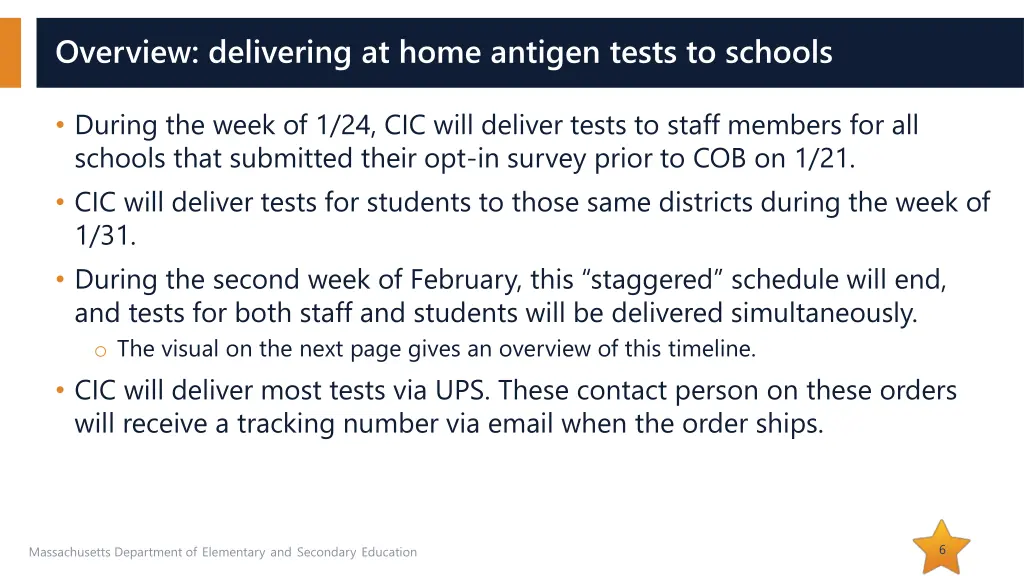 overview delivering at home antigen tests