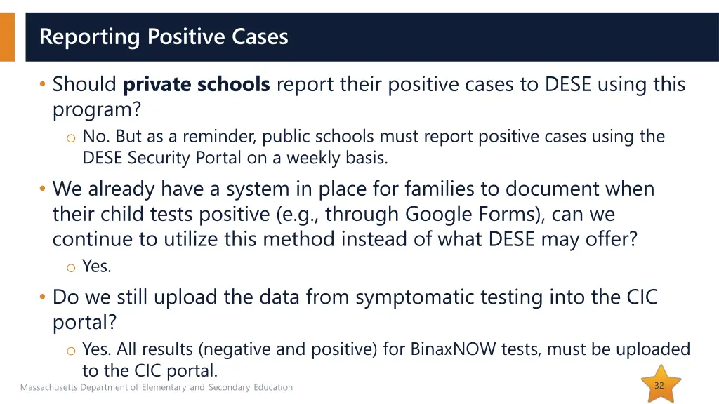 reporting positive cases