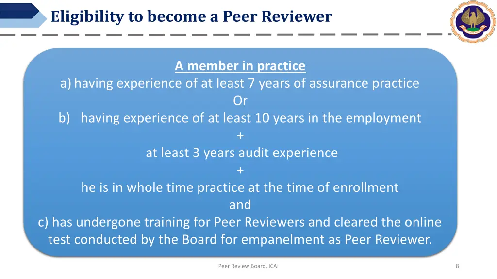 eligibility to become a peer reviewer