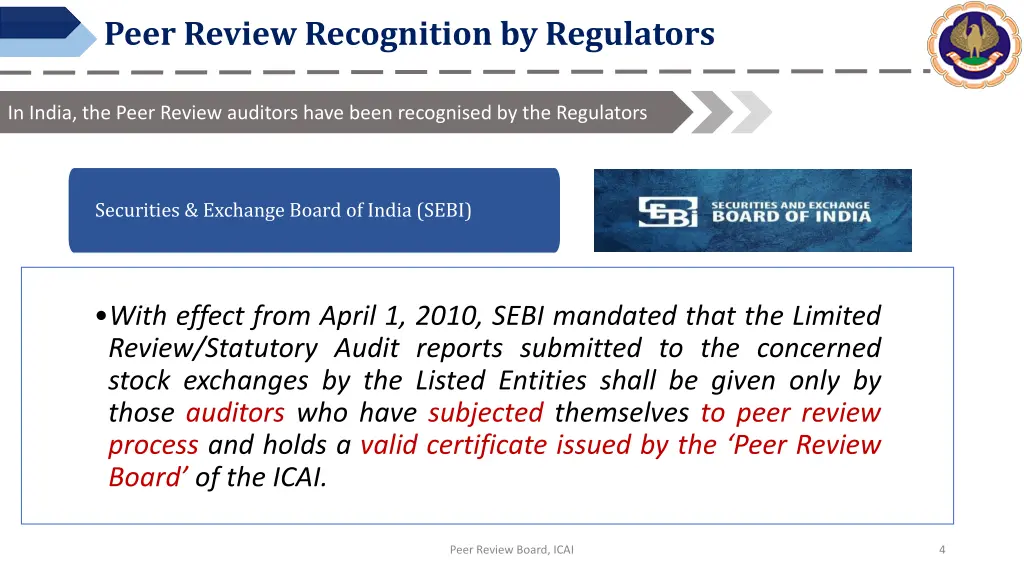 peer review recognition by regulators