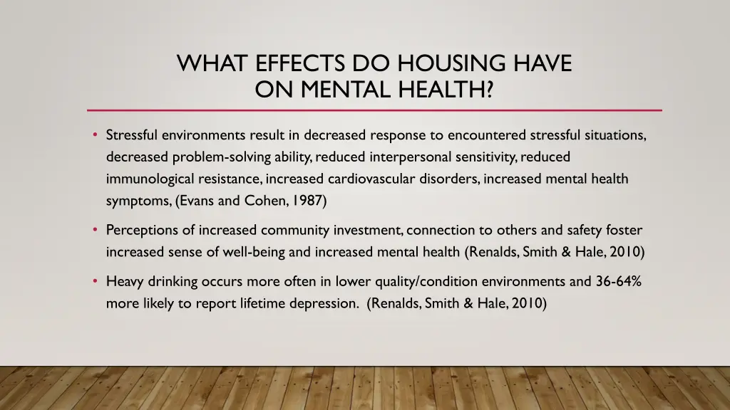 what effects do housing have on mental health 1