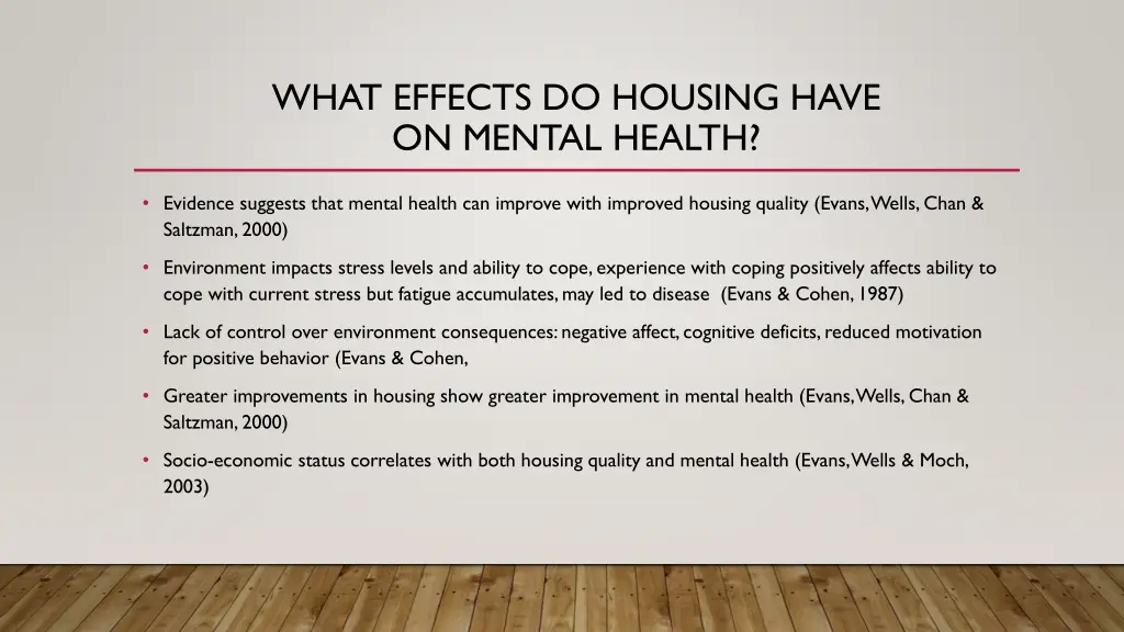 what effects do housing have on mental health