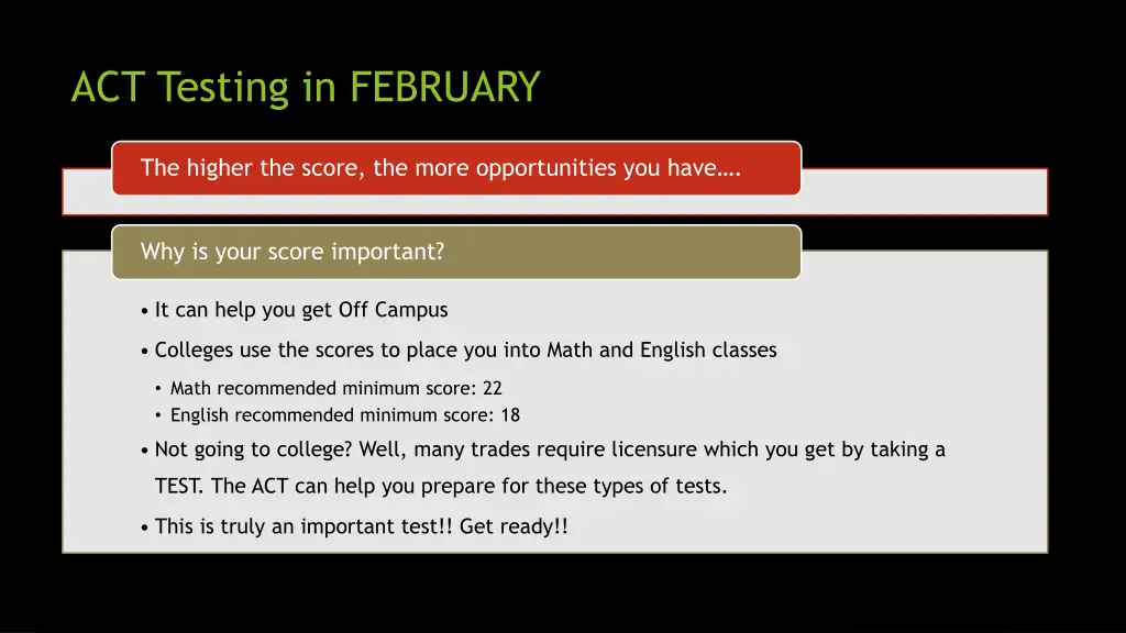 act testing in february 1