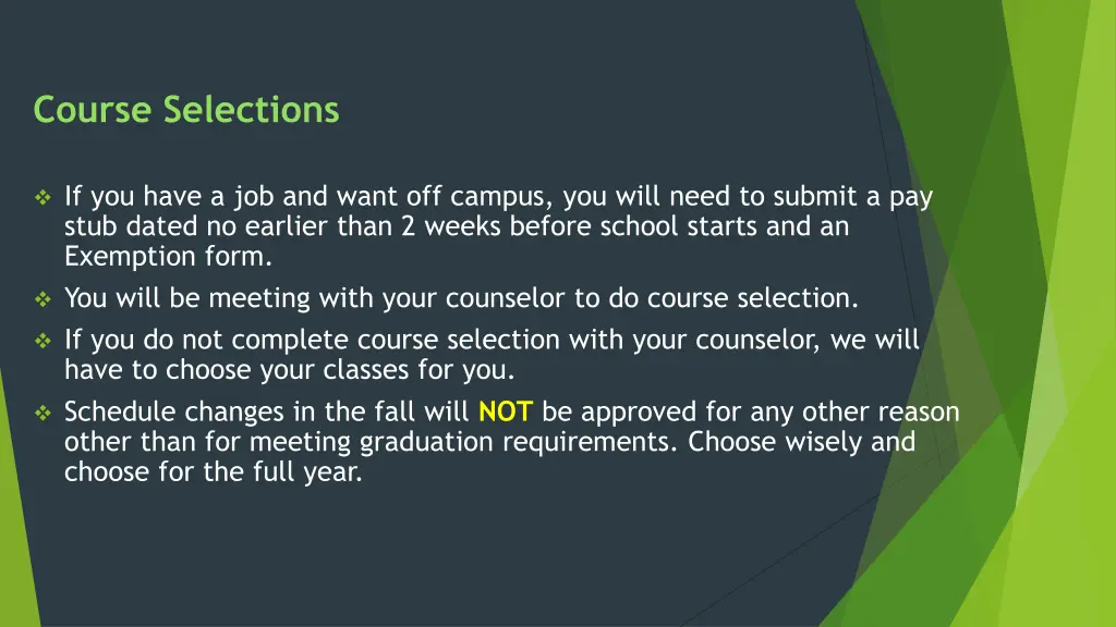 course selections