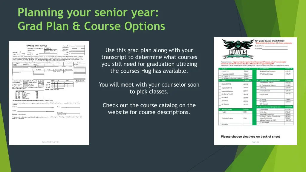 planning your senior year grad plan course options