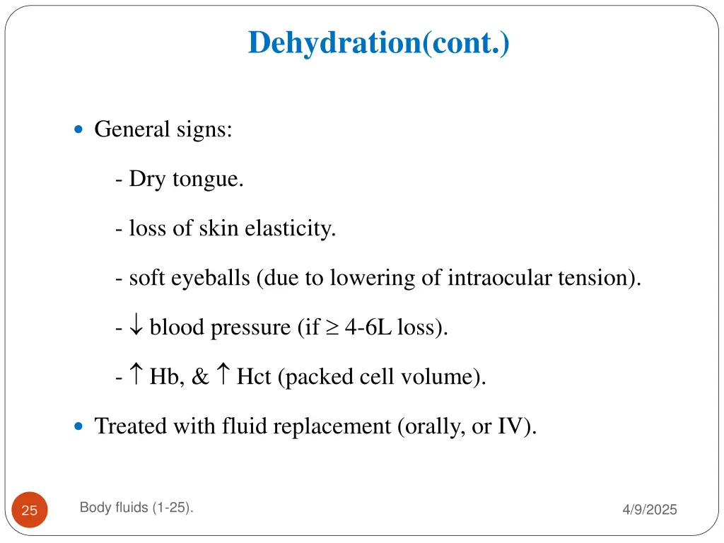 dehydration cont