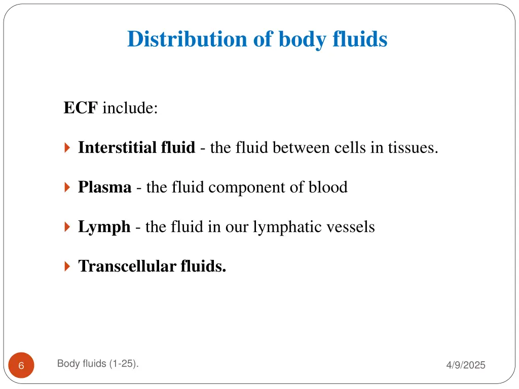 distribution of body fluids 1