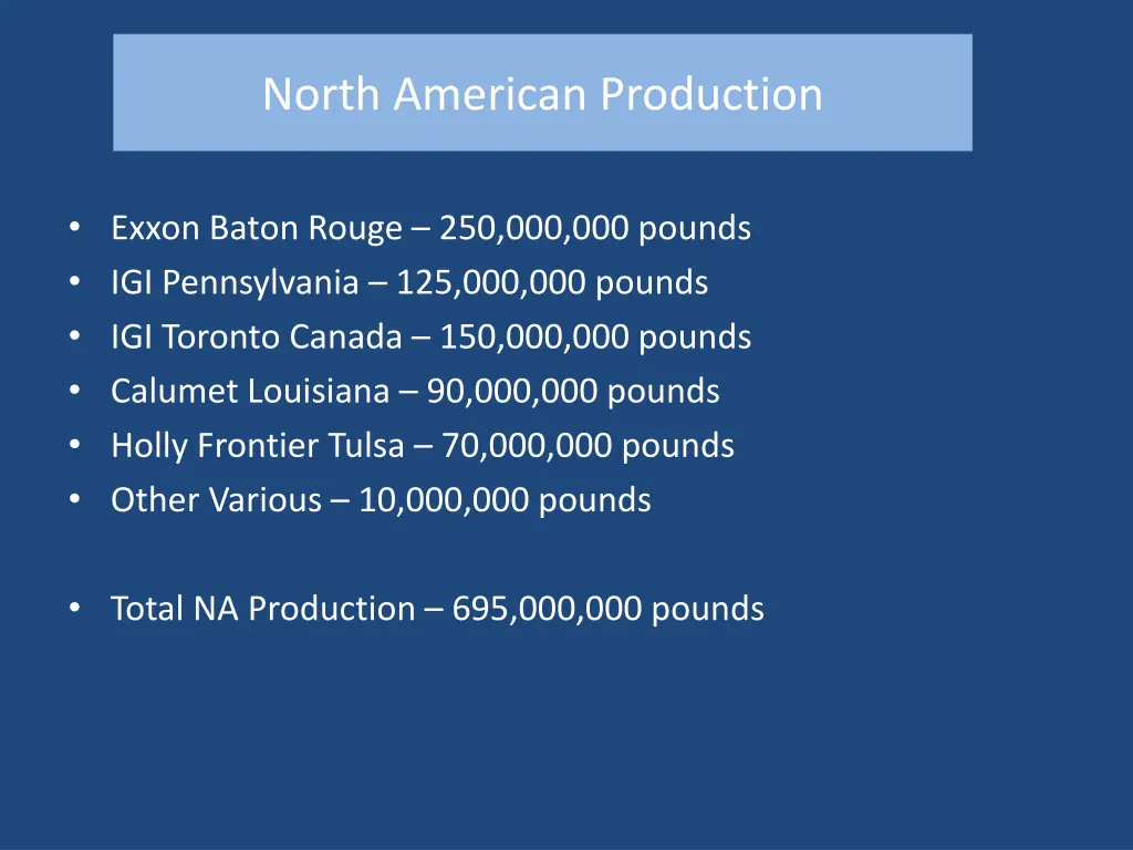 north american production