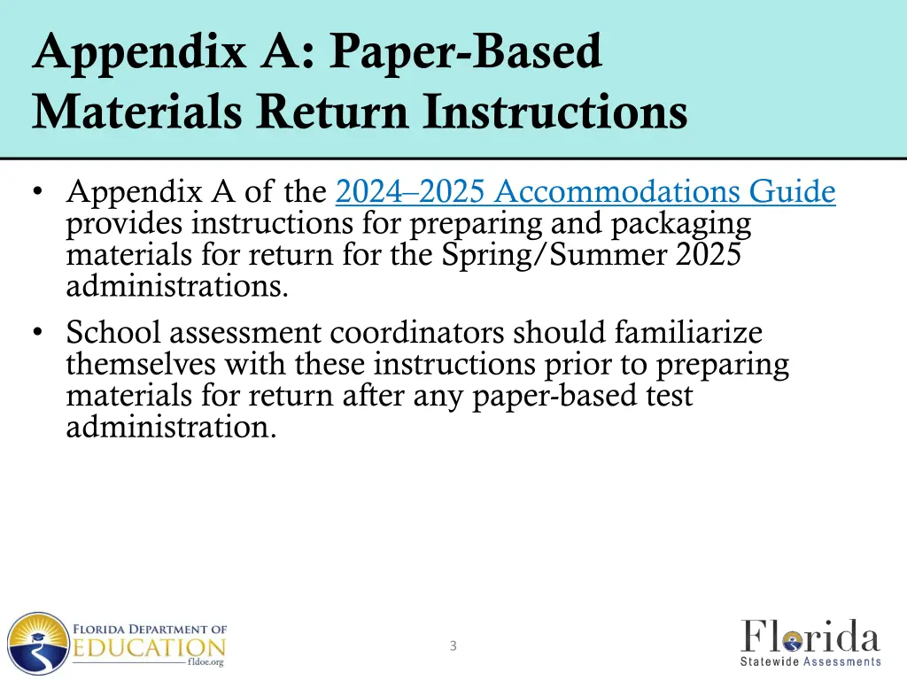 appendix a paper based materials return