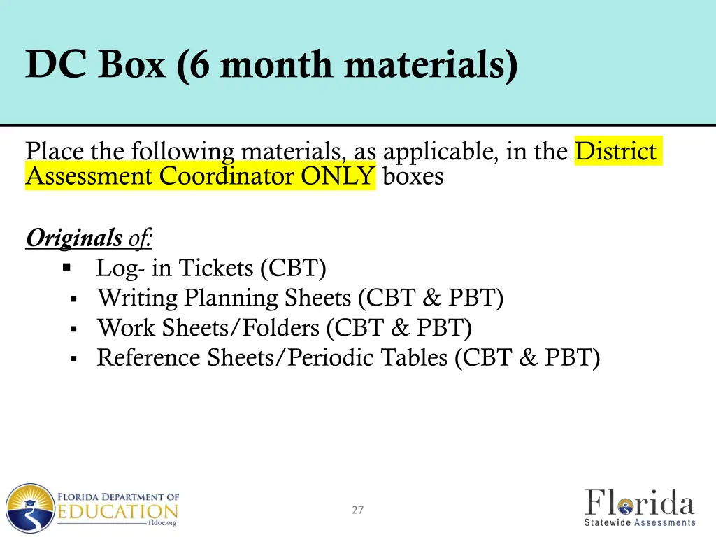 dc box 6 month materials