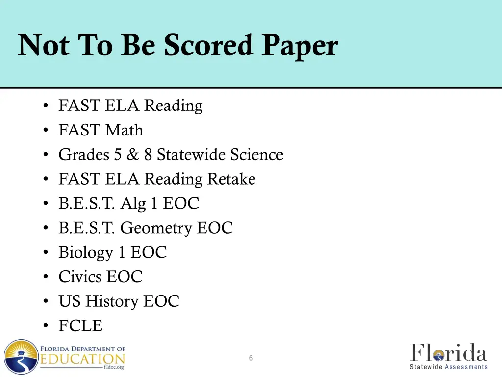 not to be scored paper