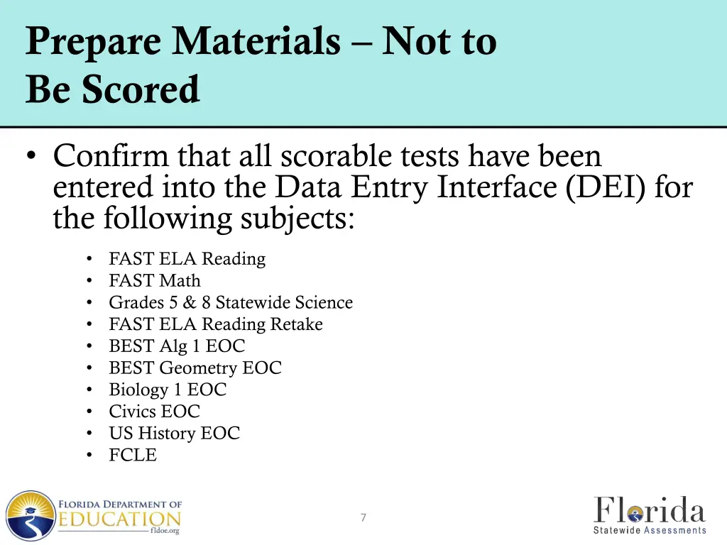 prepare materials not to be scored