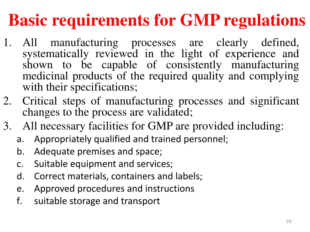basic requirements for gmp regulations