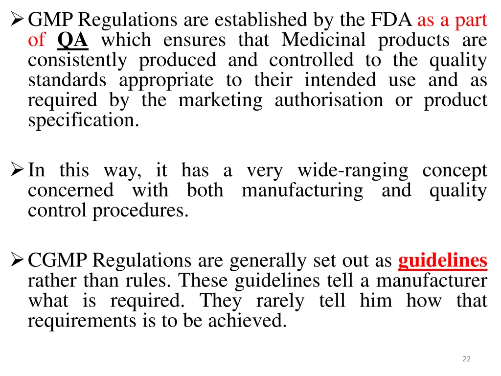 gmp regulations are established
