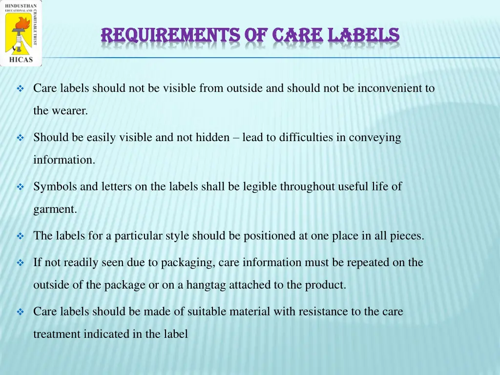 requirements of care labels requirements of care