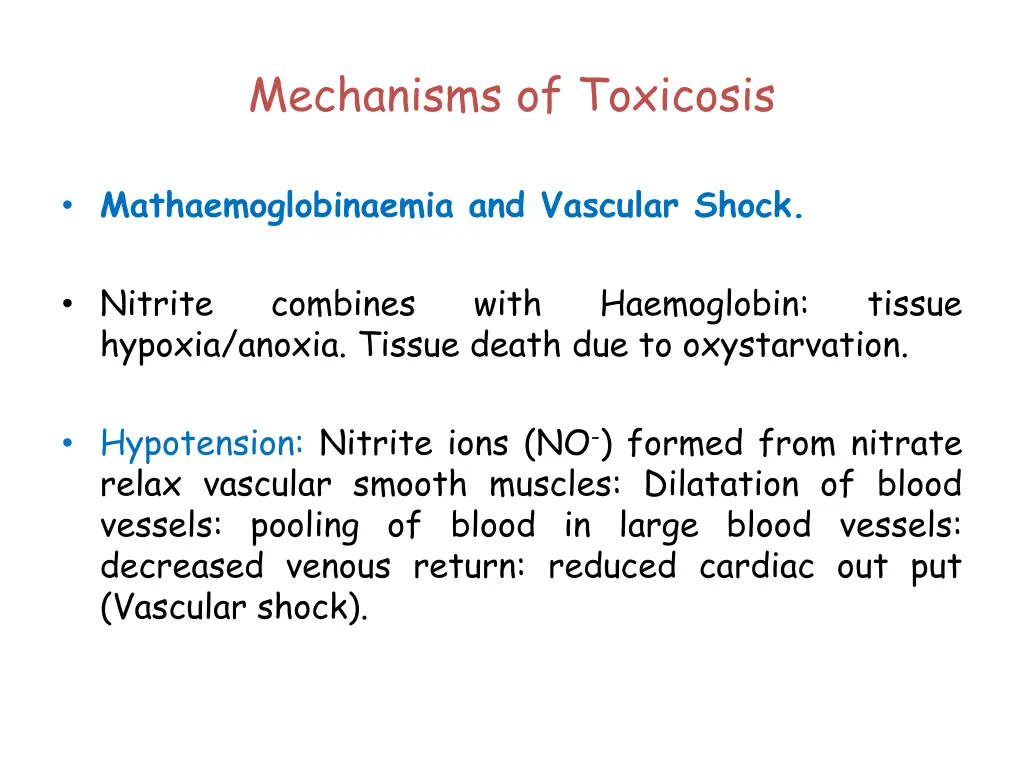 mechanisms of toxicosis
