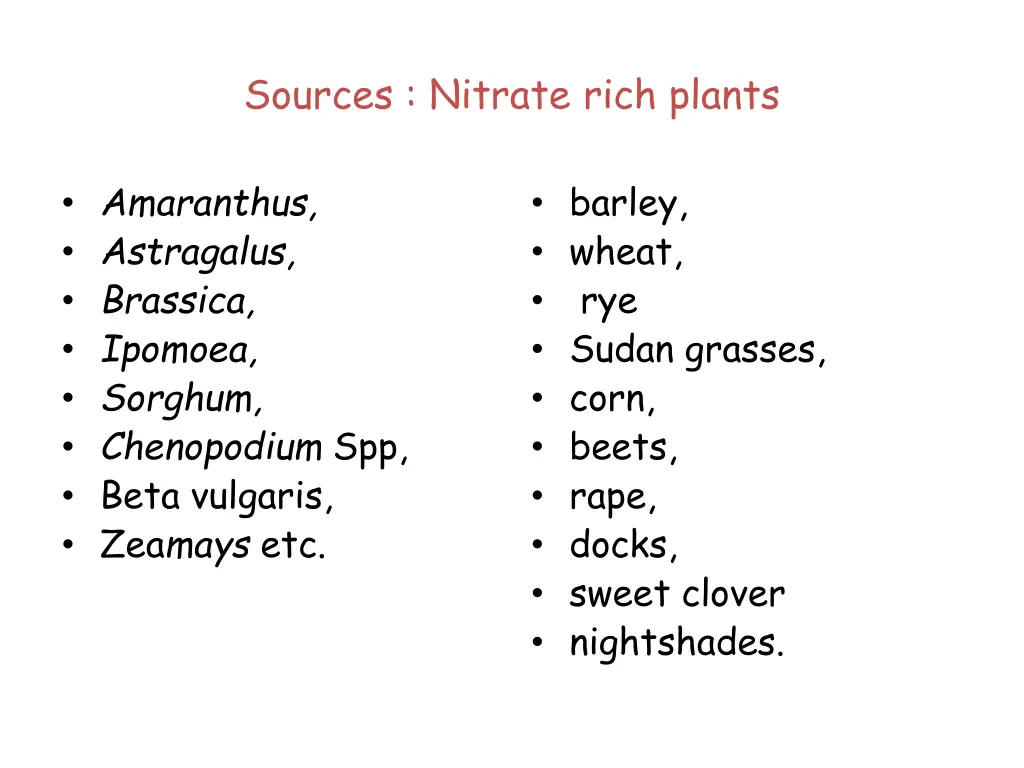 sources nitrate rich plants