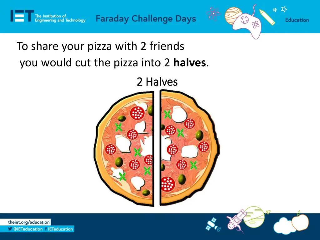 to share your pizza with 2 friends you would