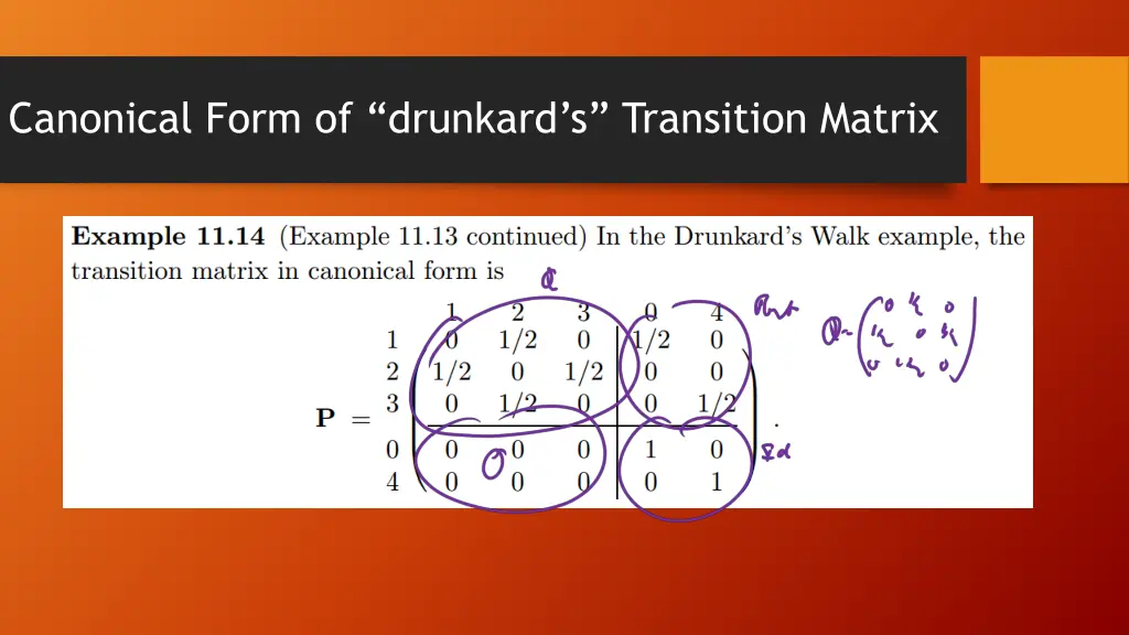 canonical form of drunkard s transition matrix 1