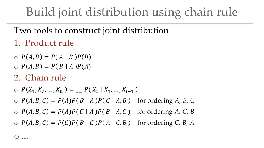 build joint distribution using chain rule