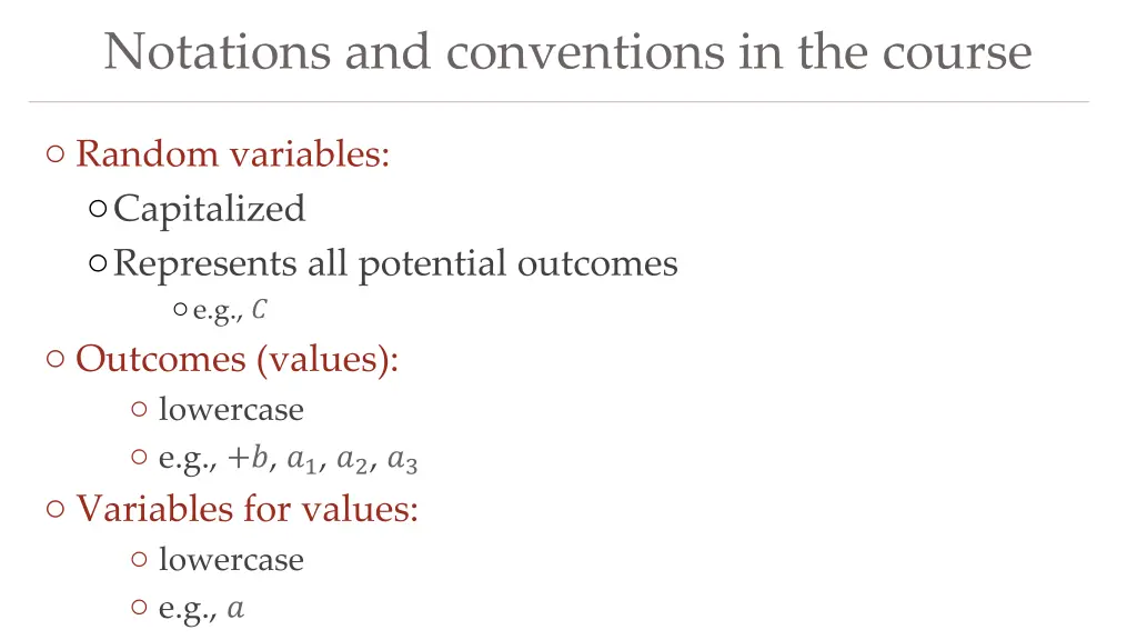 notations and conventions in the course