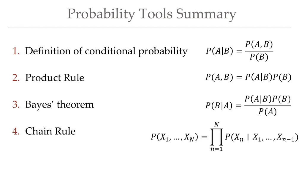 probability tools summary