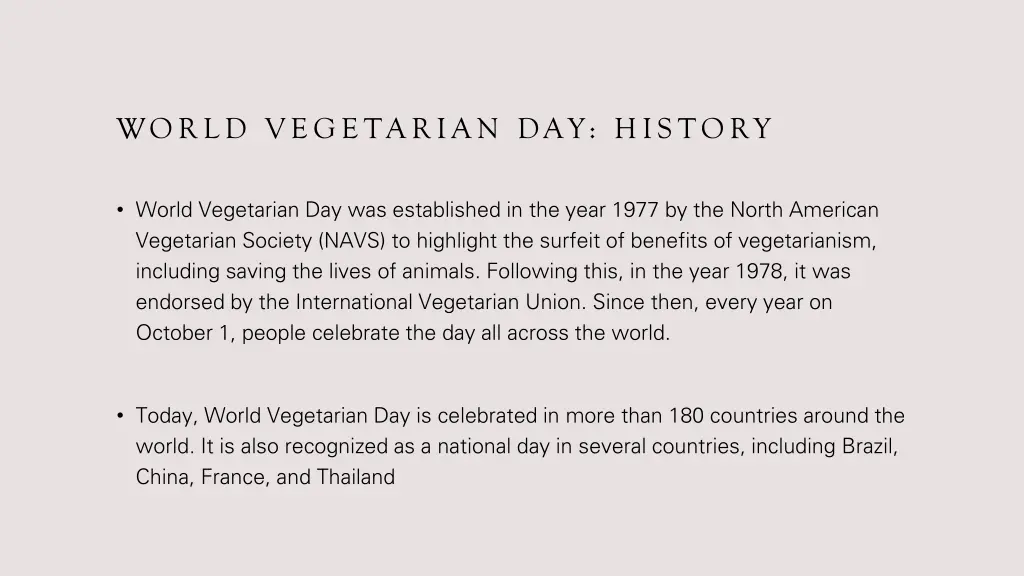 world vegetarian day history