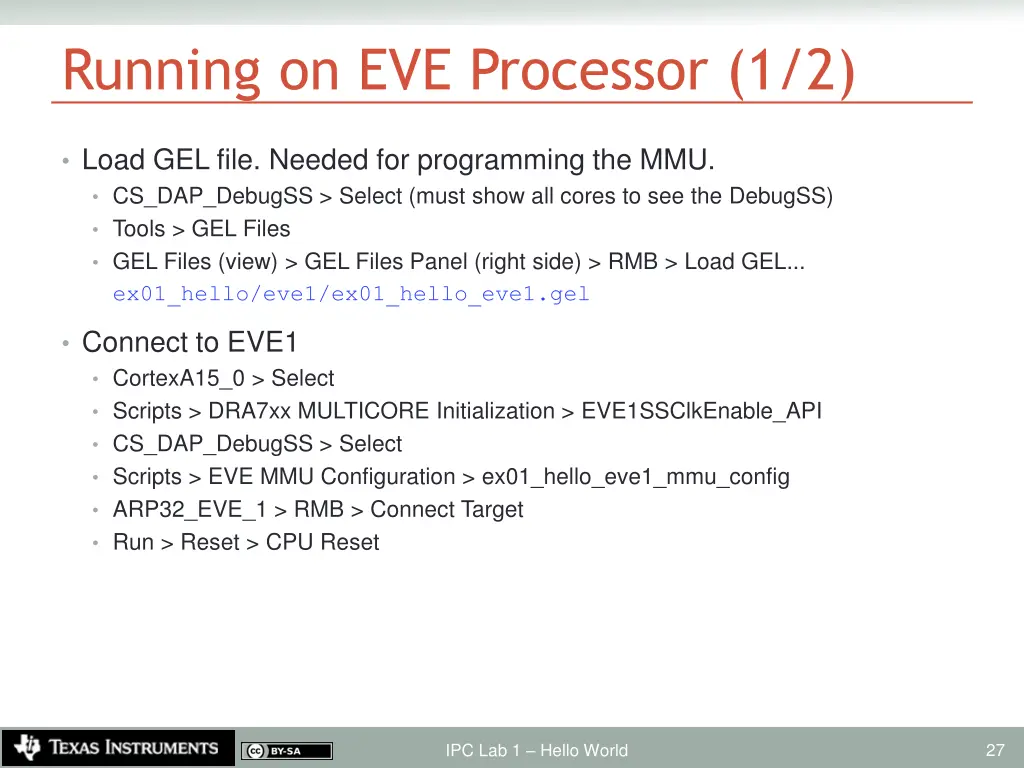 running on eve processor 1 2