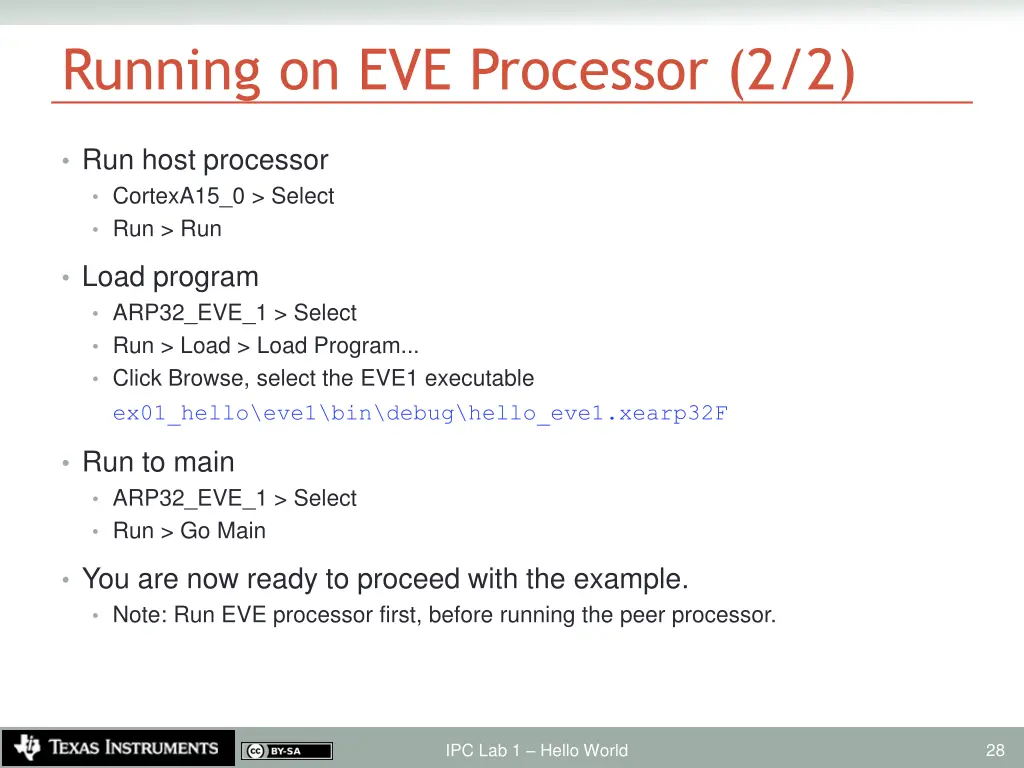 running on eve processor 2 2
