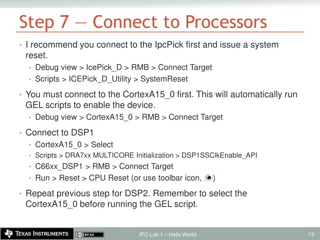 step 7 connect to processors